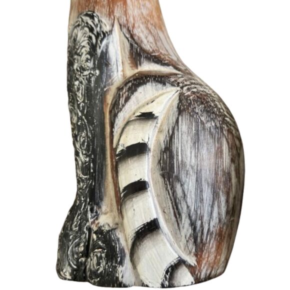 Set Of 2 Hand Carved Wooden & Painted Mama & Baby Siamese Cats 19" & 12"H - Picture 7 of 10